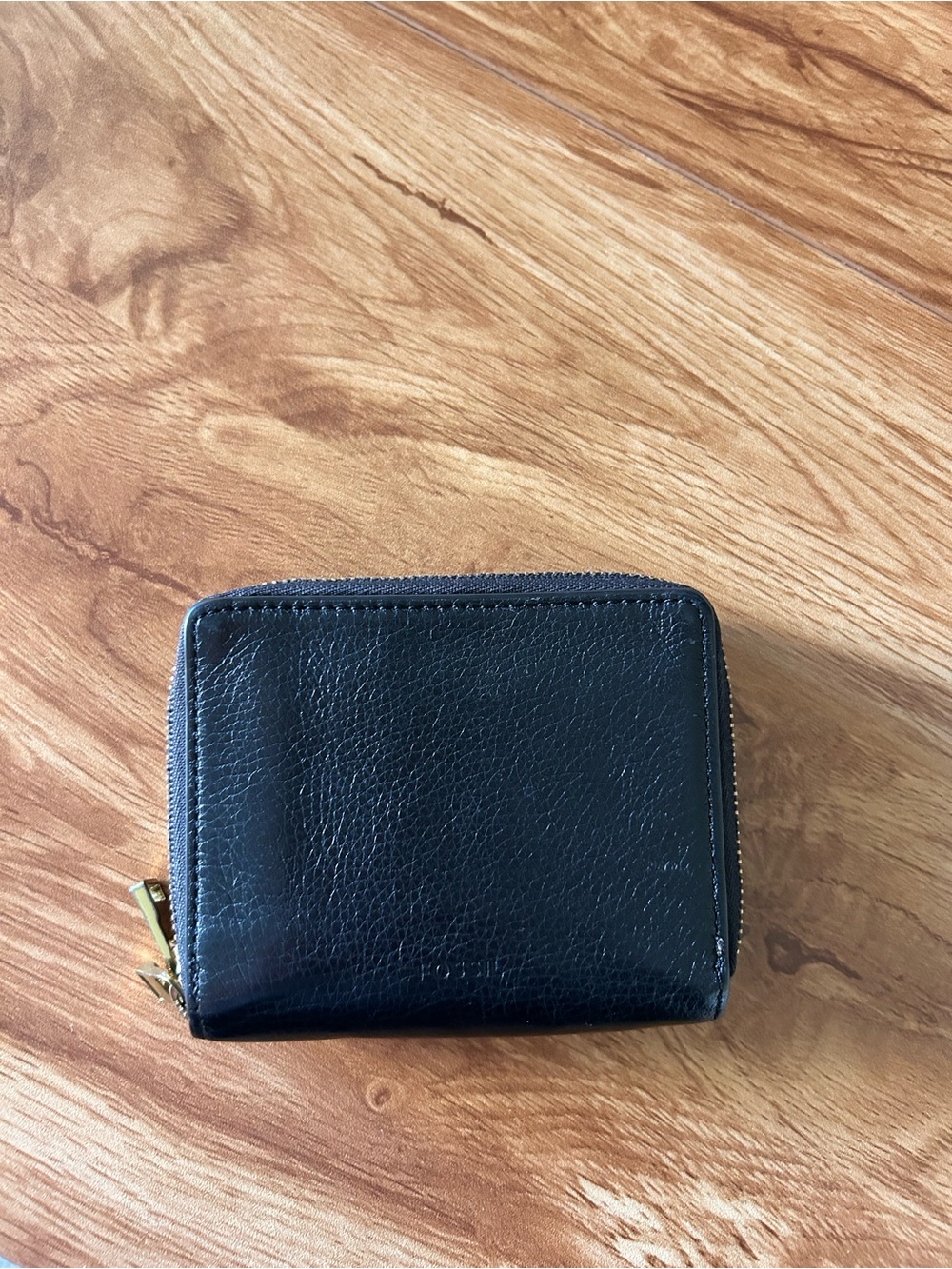 Fossil Black Leather Zip Around Wallet